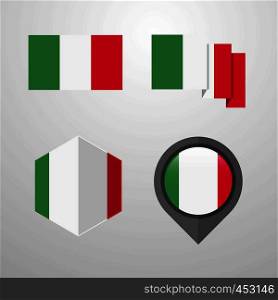 Italy flag design set vector