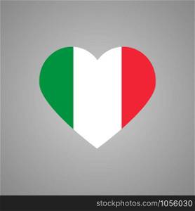 Italy flag heart sign icon. Vector eps10 illustration