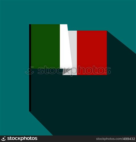 Italy flag icon in flat style on a blue background. Italy flag icon, flat style