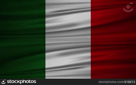 italy flag vector. Vector flag of italy blowig in the wind. The symbol of the state on wavy silk fabric. Realistic vector illustration. EPS 10.