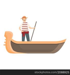 Italy gondola icon cartoon vector. Venice boat. Italian gondolier. Italy gondola icon cartoon vector. Venice boat