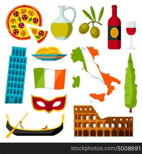 Italy icons set. Italian symbols and objects. Italy icons set. Italian symbols and objects.