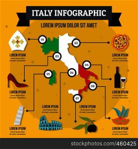 Italy infographic banner concept. Flat illustration of Italy infographic vector poster concept for web. Italy infographic concept, flat style