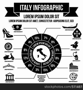 Italy infographic elements in simple style for any design. Italy infographic elements, simple style