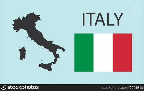 Italy map and flag. Flat vector icon isolated illustration geography concept. Italy map and flag. Flat vector icon isolated illustration