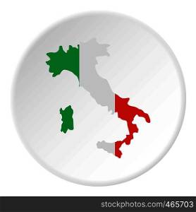 Italy map icon in flat circle isolated on white background vector illustration for web. Italy map icon circle