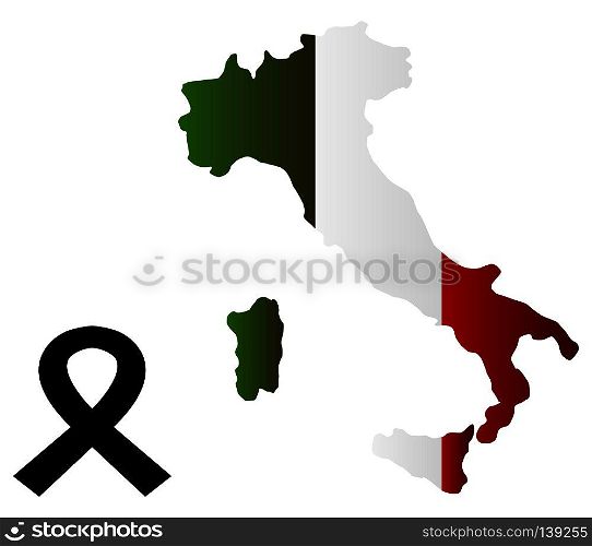 Italy map with mourning