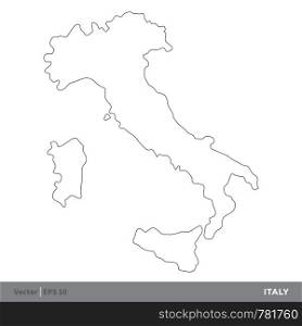 Italy - Outline Europe Country Map Vector Template, stroke editable Illustration Design. Vector EPS 10.
