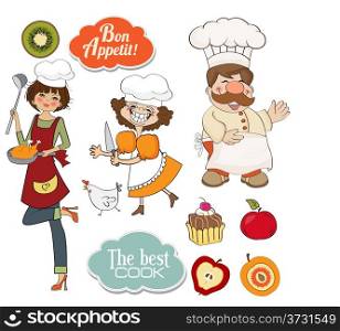Items chefs collection isolated on white background, vector illustration
