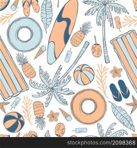 Items for swimming on the water. Vector seamless pattern.. Items for swimming on the water. Vector pattern.