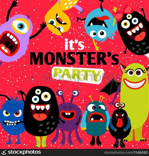 Its a party monster banner vector illustration. It is monster party banner
