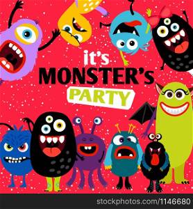Its a party monster banner vector illustration. It is monster party banner