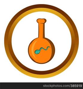 IVF vector icon in golden circle, cartoon style isolated on white background. IVF vector icon, cartoon style