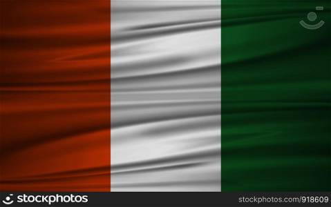 Ivory Coast flag vector. Vector flag of Ivory Coast blowig in the wind. EPS 10.