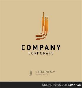 J company logo design with visiting card vector