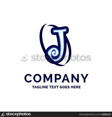 J Company Name Design Blue Logo Design. Logo Template. Brand Name template Place for Tagline. Creative Logo Design