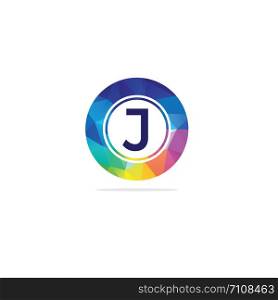 J Letter colorful logo in the hexagonal. Polygonal letter J
