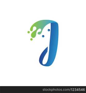 J letter logo design with water splash ripple template