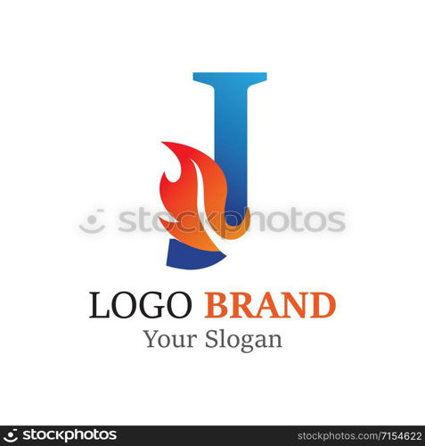 J Letter logo fire creative concept template design