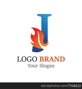 J Letter logo fire creative concept template design