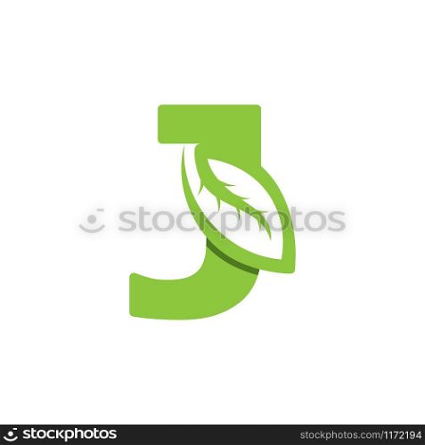 J Letter logo leaf concept template design