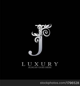 J Letter Logo Monogram Luxury Initial Logo vector template design silver.