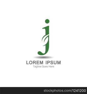 J Letter logo with leaf concept template design