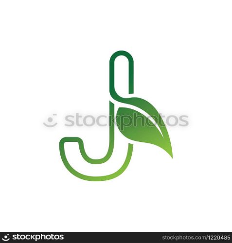 J Letter with leaf logo or symbol concept template design