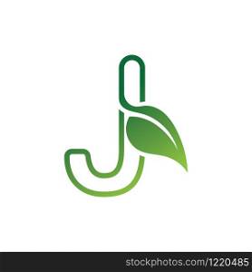 J Letter with leaf logo or symbol concept template design