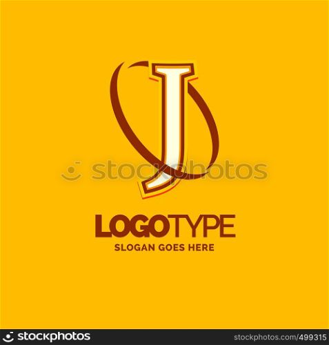 J Logo Template. Yellow Background Circle Brand Name template Place for Tagline. Creative Logo Design