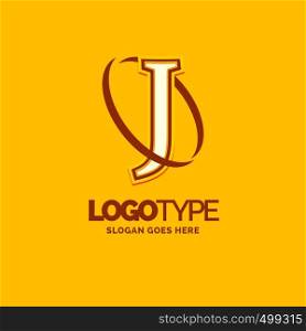 J Logo Template. Yellow Background Circle Brand Name template Place for Tagline. Creative Logo Design