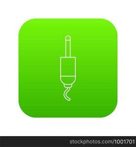 Jack cable icon green vector isolated on white background. Jack cable icon green vector