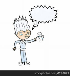 jack frost cartoon with speech bubble