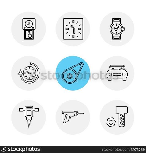 jack hammer , nut , bolt , Watch , time , clock , alaram , day , timers , icon, vector, design, flat, collection, style, creative, icons , setting , gear ,