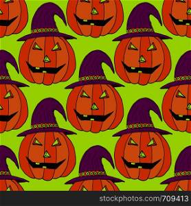 Jack-O-Lantern pumpkin background. Vector illustration. Halloween seamless pattern for wrapping paper. Jack-O-Lantern pumpkin background. Vector illustration. Halloween seamless pattern for wrapping paper.