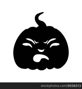 Jack-o-lantern pumpkin face expression silhouette. Halloween party pumpkin carving. Stock vector illustration isolated on white background in flat style.