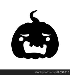 Jack-o-lantern pumpkin face expression silhouette. Halloween party pumpkin carving. Stock vector illustration isolated on white background in flat style.