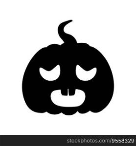 Jack-o-lantern pumpkin face expression silhouette. Halloween party pumpkin carving. Stock vector illustration isolated on white background in flat style.