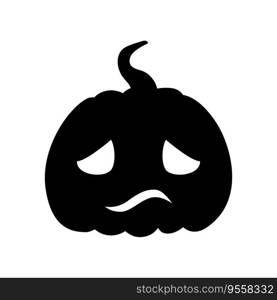 Jack-o-lantern pumpkin face expression silhouette. Halloween party pumpkin carving. Stock vector illustration isolated on white background in flat style.