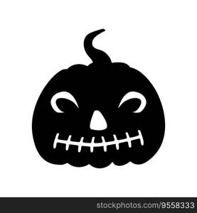 Jack-o-lantern pumpkin face expression silhouette. Halloween party pumpkin carving. Stock vector illustration isolated on white background in flat style.