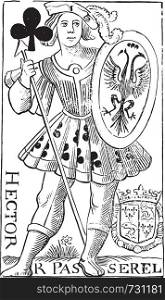 Jack of Clubs, old French map Charles Dubois, the sixteenth century, (National Library in Paris, prints practice), vintage engraved illustration. Industrial encyclopedia E.-O. Lami - 1875.