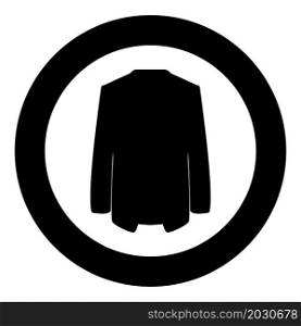Jacket coat icon in circle round black color vector illustration image solid outline style simple. Jacket coat icon in circle round black color vector illustration image solid outline style