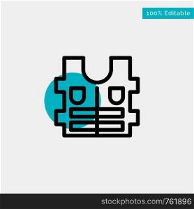 Jacket, Life, Safety turquoise highlight circle point Vector icon