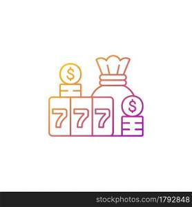Jackpot gradient linear vector icon. Top prize in gambling game. Winning cash reward in lottery. Cumulative stakes. Thin line color symbols. Modern style pictogram. Vector isolated outline drawing. Jackpot gradient linear vector icon