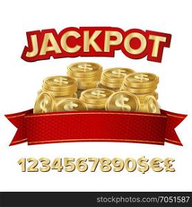 Jackpot Isolated Vector. Shining Banner Illustration.. You Win Screen Isolated Vector. ackground For Online Casino, Gambling Club, Poker, Billboard.