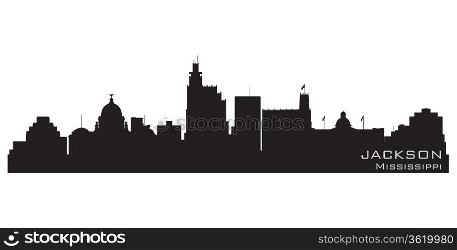 Jackson, Mississippi skyline. Detailed vector silhouette