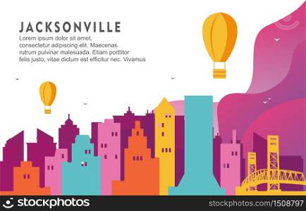 Jacksonville Florida City Building Cityscape Skyline Dynamic Background Illustration
