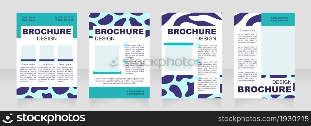 Jaguar and zebra blue blank brochure layout design. Animal print. Vertical poster template set with empty copy space for text. Premade corporate reports collection. Editable flyer paper pages. Jaguar and zebra blue blank brochure layout design