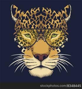 Jaguar head eyeglasses vector illustration