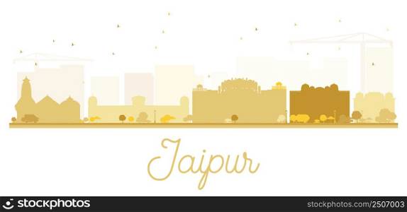 Jaipur City skyline golden silhouette. Vector illustration. Simple flat concept for tourism presentation, banner, placard or web site. Business travel concept. Cityscape with landmarks
